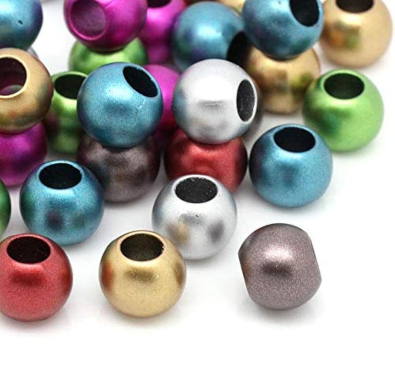 Craft Making Shop 400 Acrylic Large Hole Beads for Crafts 10mm x 12mm Acrylic Barrel Beads with 5.7mm Large Hole in Matte Multicolor Assortment, 400 Count - Image 1
